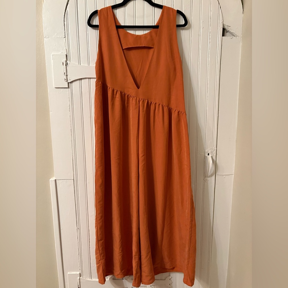 NWT ASOS Boho Minimalist Rust Orange Sleeveless Wide Leg Jumpsuit US 6 - Picture 4 of 8